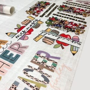 DTF transfers by size printed on PET film