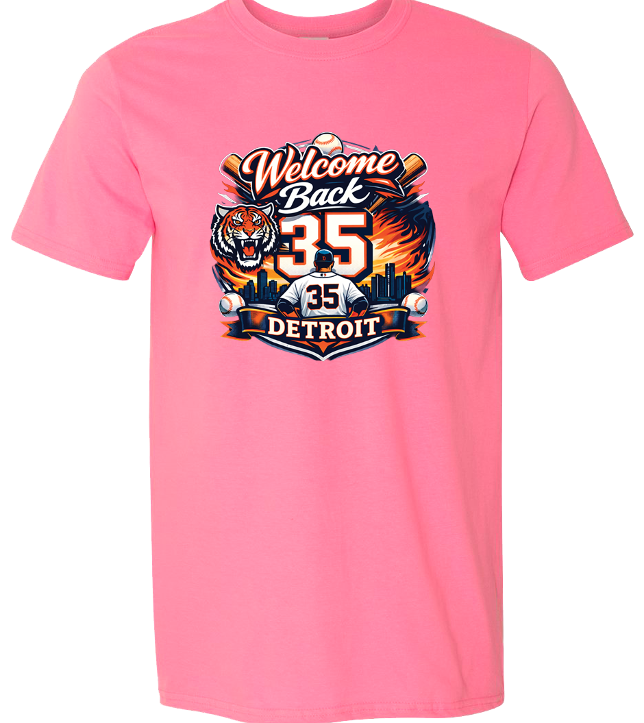 Detroit Welcome Back 35 Graphic Tee – Vintage Baseball Tribute