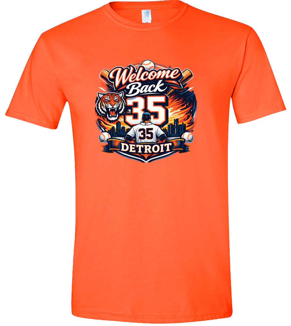 Detroit Welcome Back 35 Graphic Tee – Vintage Baseball Tribute - Image 5