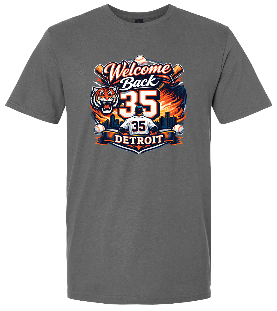 Detroit Welcome Back 35 Graphic Tee – Vintage Baseball Tribute - Image 4